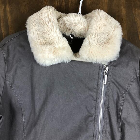 Jou Jou Womens Jacket Brown Faux Fur Winter Warmth Stretch Large - Picture 2 of 13